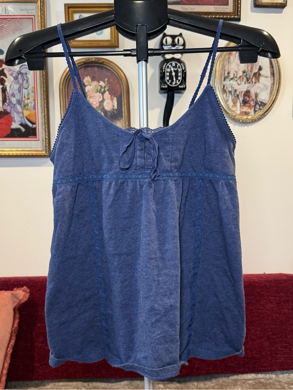 Women's Y2K Navy Blue Lace Camisole Tank Top